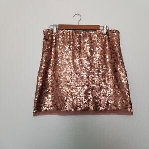 LC Lauren Conrad Sequin Mini Skirt – Rose Gold Sparkle (Size M)